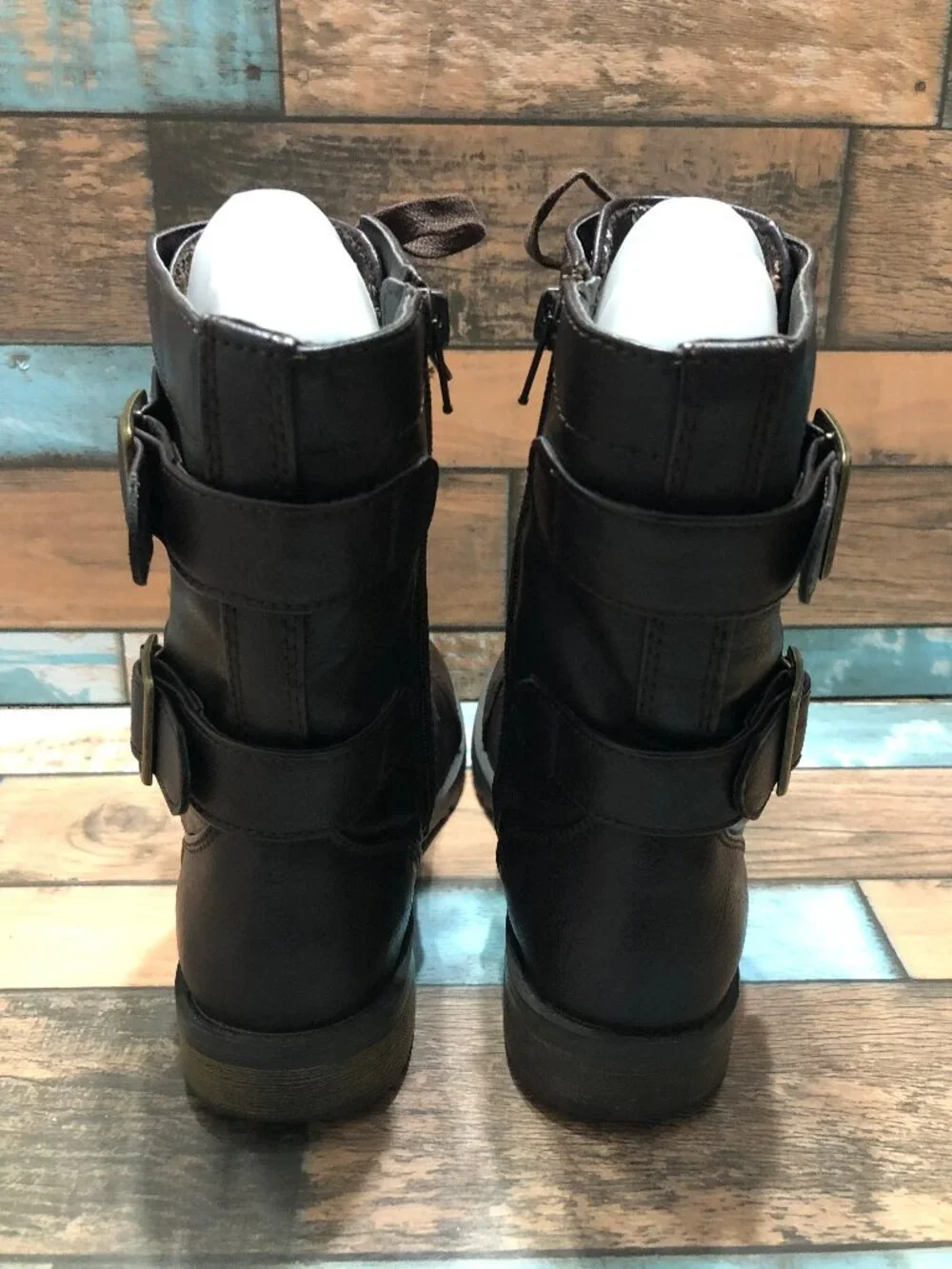 Self Esteem Combat Boots Zip Up Lace Up Brown Women's Size 6.5 M - Picture 11 of 12
